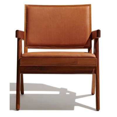 Confort Compass lounge chair in teak wood and Italian leather