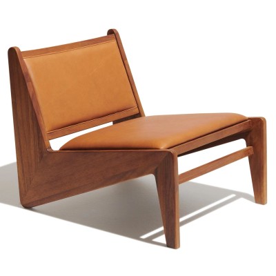 Confort Compass lounge chair in teak wood and Italian leather