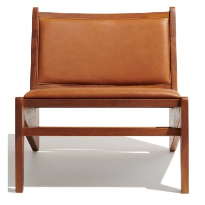 Confort Compass lounge chair in teak wood and Italian leather