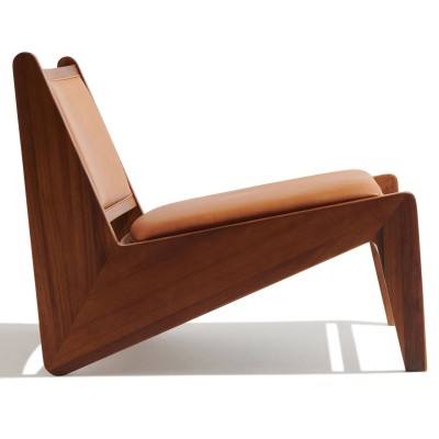 Confort Compass lounge chair in teak wood and Italian leather