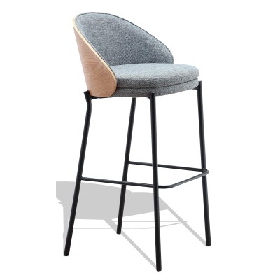 Tabouret Nordic Earth en bois de noyer et recouvert de coton