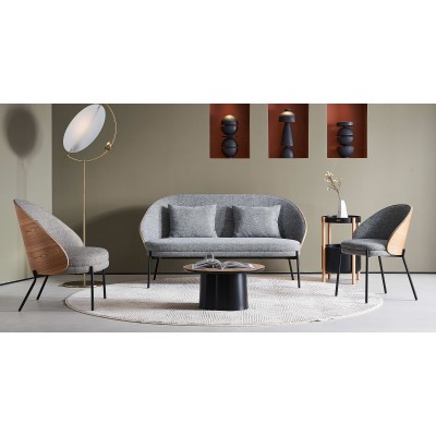 Nordic Earth Sofa aus Walnussholz und Baumwollpolsterung