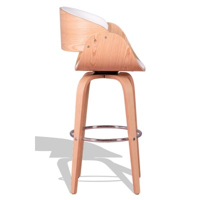 Burrow stool in maple wood and leatherette cushion