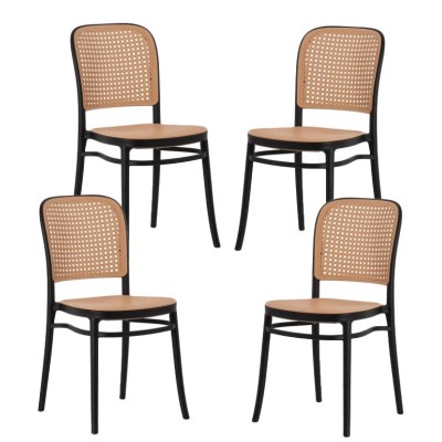 Pack 4 Moulin chairs in synthetic rattan