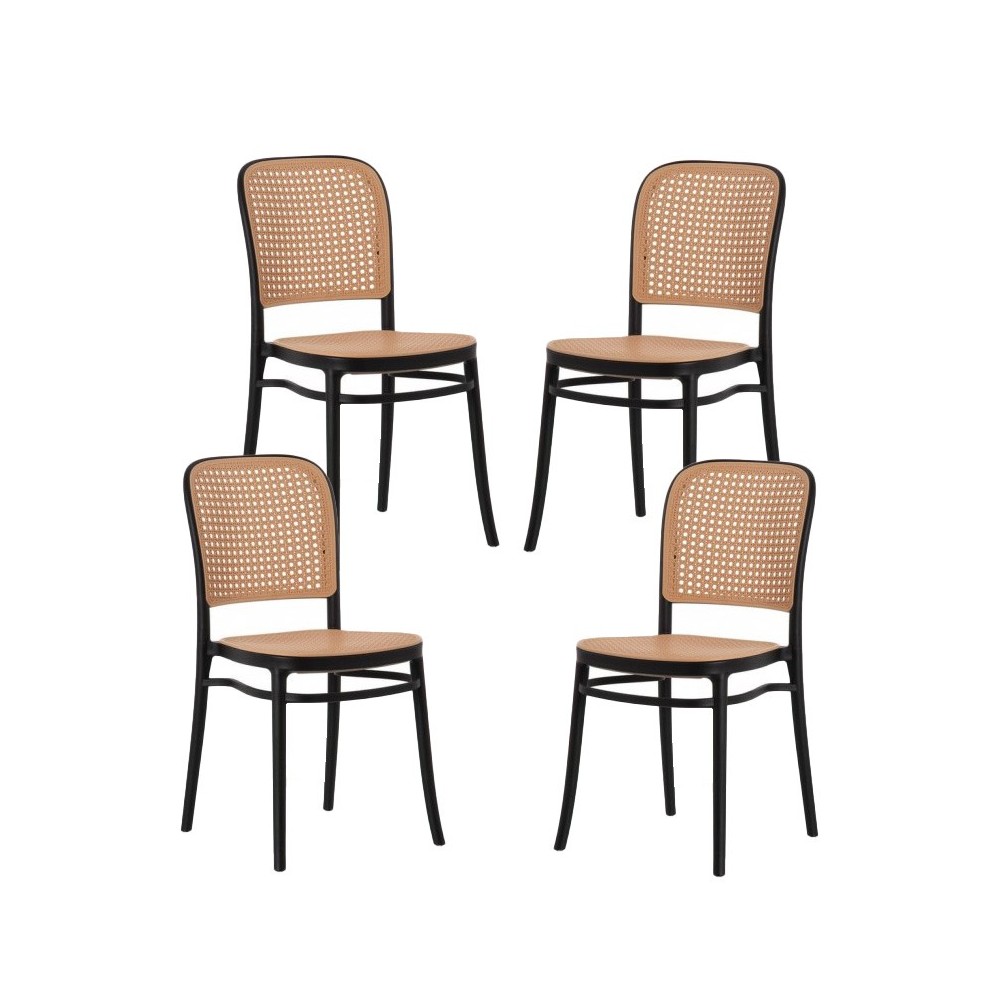 Pack 4 Moulin chairs in synthetic rattan