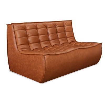 Sofa puff de 2 plazas Lion en piel wax