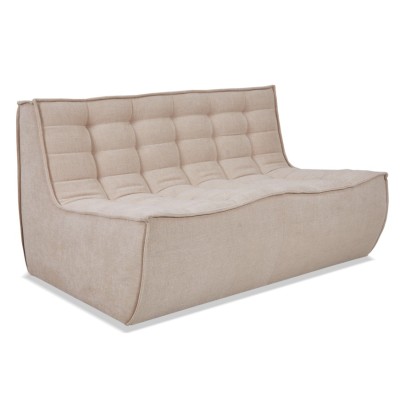 Lion 2-seater puff sofa in suede fabric