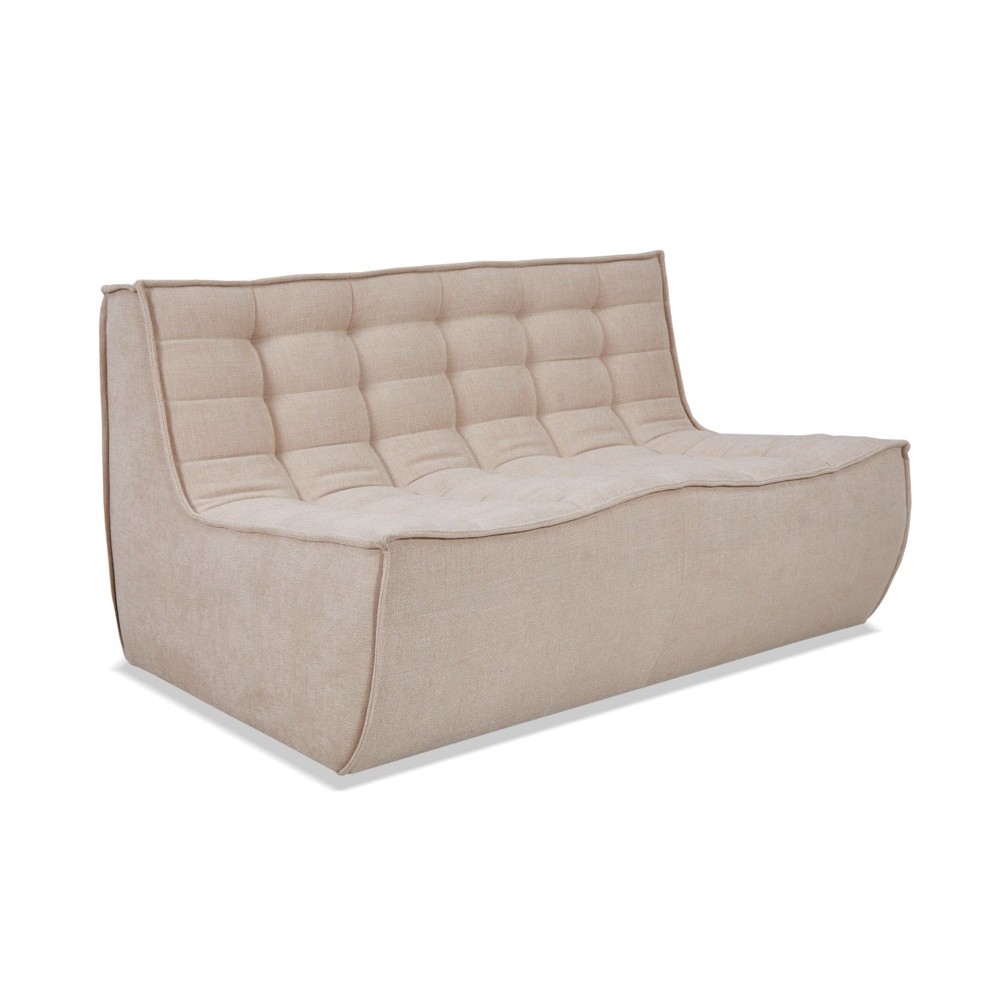 Lion 2-seater puff sofa in suede fabric